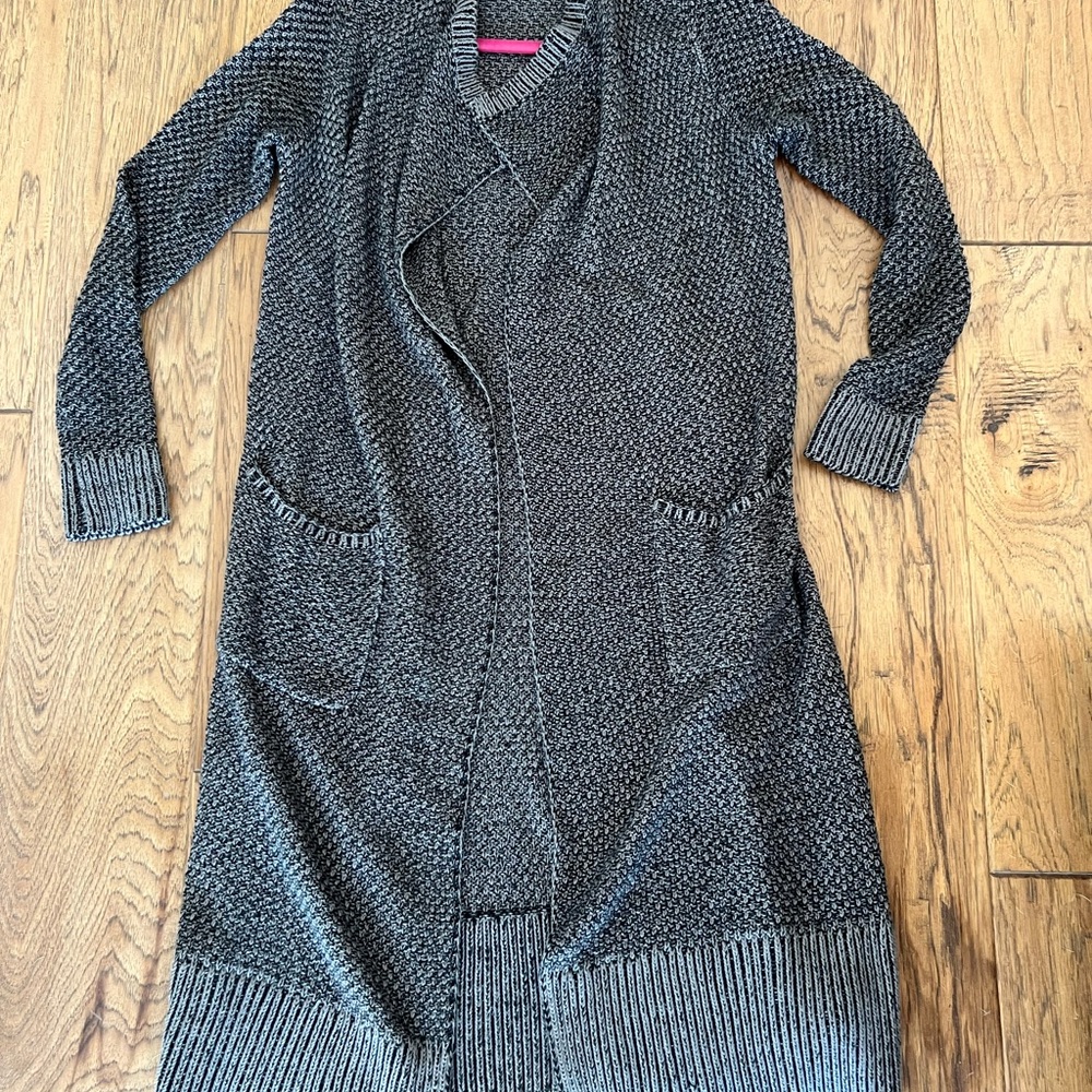 Cabi Gray Open-Front Knit Cardigan Sweater